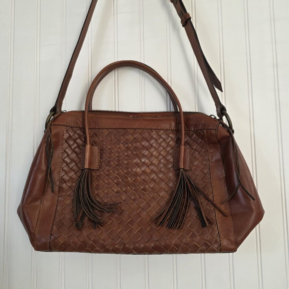 Noonday Monterey Shoulder or Hand Bag/Purse-Brown Woven Leather - Picture 2 of 12